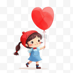 简约背景元素图片_可爱女孩气球手绘卡通元素