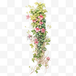 艺术藤蔓花朵元素立体免抠图案