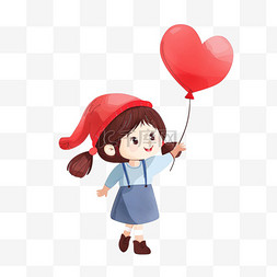 可爱女孩气球手绘元素卡通