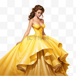 黄衣美女元素立体免抠图案