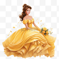 特色黄衣美女元素立体免抠图案