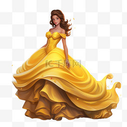 纹理黄衣美女元素立体免抠图案