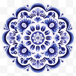蓝色3d花纹图片_3d蓝色花纹元素立体免抠图案