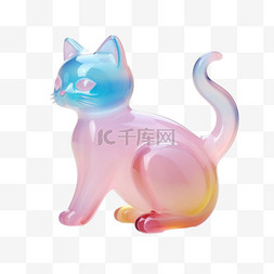 纹理玻璃猫咪元素立体免抠图案