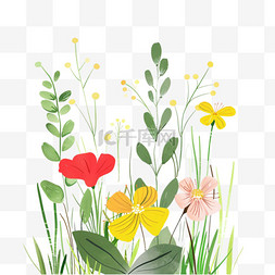 春天的花草地图片_春天植物手绘花草元素