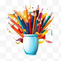 铅笔彩色元素立体免抠图案纹理