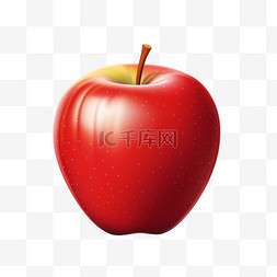 苹果红色元素立体免抠图案装饰