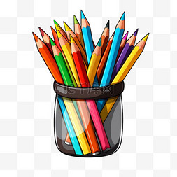铅笔彩色元素立体免抠图案ai