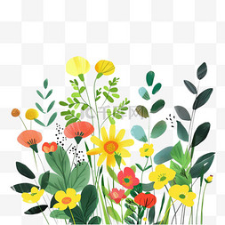 春天花草植物手绘元素