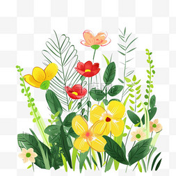 春天植物花草元素手绘