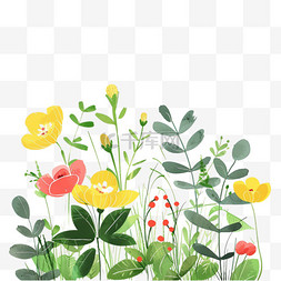 春天植物手绘元素花草