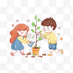 植树海报海报图片_植树节孩子简约手绘元素植树
