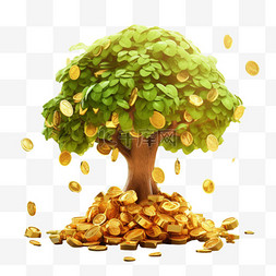 发财树摇钱树元素立体免抠图案数