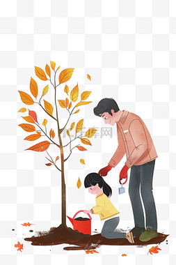 植树节简约图片_植树节可爱孩子卡通植树手绘元素