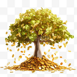 发财树摇钱树元素立体免抠图案素