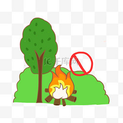 禁止火灾图片_森林防火手绘卡通元素