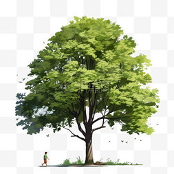 大树像素快图片_绿色大树元素立体免抠图案合成