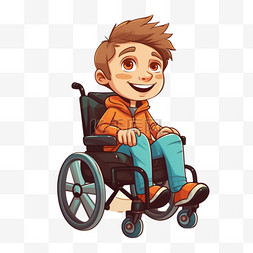 轮椅男孩元素立体免抠图案ai