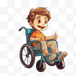 轮椅男孩图片_轮椅男孩元素立体免抠图案3d