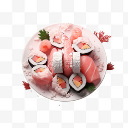 生鱼片寿司元素立体免抠图案数字