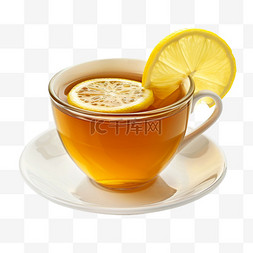 柠檬红茶元素立体免抠图案ai绘画