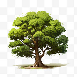 大树像素快图片_绿色大树元素立体免抠图案素材
