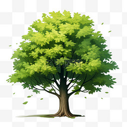 绿色大树元素立体免抠图案几何