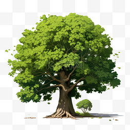 绿色大树元素立体免抠图案真实