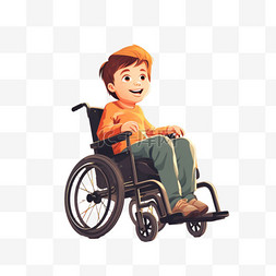 轮椅男孩元素立体免抠图案建模