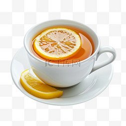 柠檬红茶元素立体免抠图案矢量