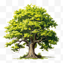 大树像素快图片_绿色大树元素立体免抠图案3d