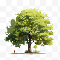 绿色大树元素立体免抠图案装饰