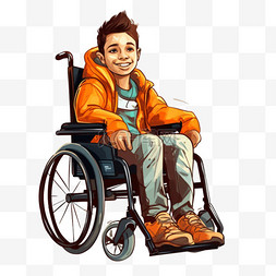 轮椅男孩图片_轮椅男孩元素立体免抠图案写实