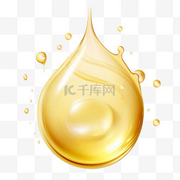金色水滴元素立体免抠图案图形