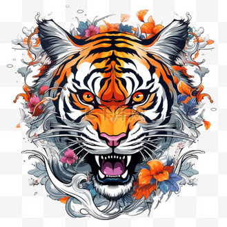 简单霸气虎头元素立体免抠图案