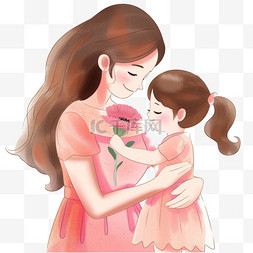 母女粉色图片_妇女节母女手绘卡通元素
