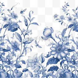 纹理蓝色碎花元素立体免抠图案