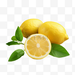 创意黄色柠檬元素立体免抠图案