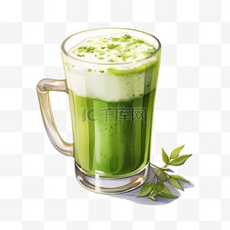 免抠绿茶图片_卡通一杯绿茶元素立体免抠图案