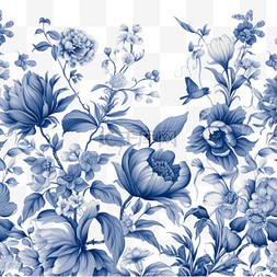 蓝色花写实图片_质感蓝色碎花元素立体免抠图案