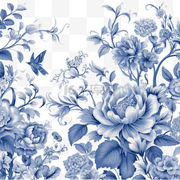 碎花立体图片_卡通蓝色碎花元素立体免抠图案