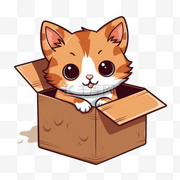 纸箱立体图片_素材纸箱小猫元素立体免抠图案