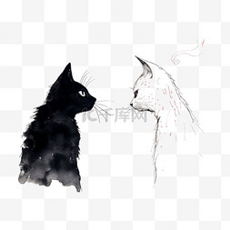 创意黑白小猫元素立体免抠图案