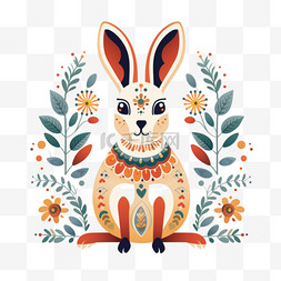 简单花纹兔子元素立体免抠图案