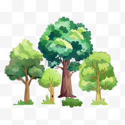 粗壮大树图片_几颗大树卡通植树节手绘元素