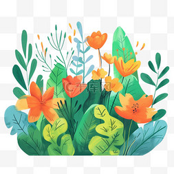 春天植物花朵卡通手绘元素