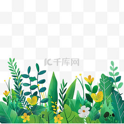 底部卡通图片_春天手绘元素植物花朵卡通