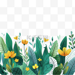 卡通底部图片_手绘春天植物花朵卡通元素