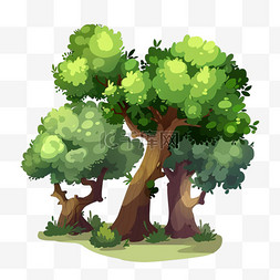 粗壮大树图片_植树节几颗大树手绘卡通元素