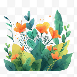 手绘元素春天植物花朵卡通